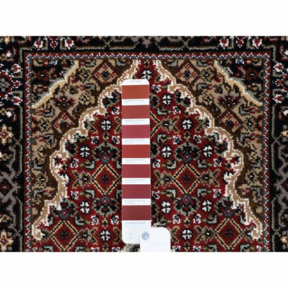 2'X6'1" Wool And Silk Red Tebraz Mahi Fish Design Hand Knotted Runner Rug
