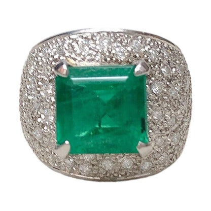 Rings Emerald Diamond Platinum Pt900