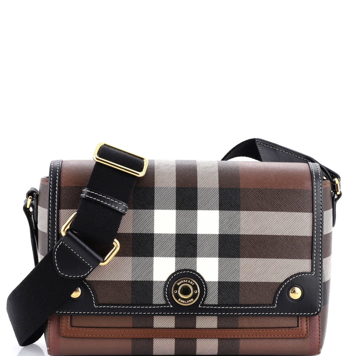 Burberry Note Crossbody Bag Check Canvas And Leather Medium