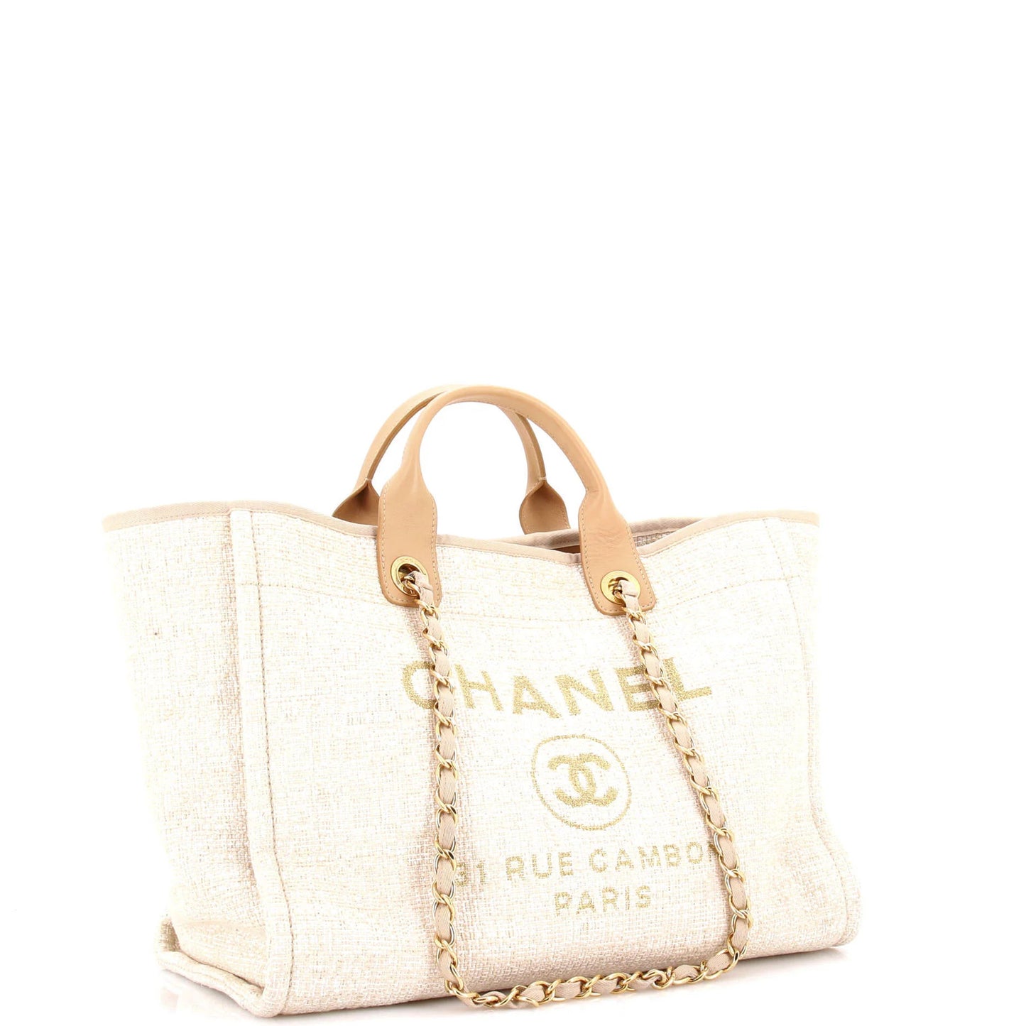 Chanel Deauville Tote Raffia With Glitter Detail Medium