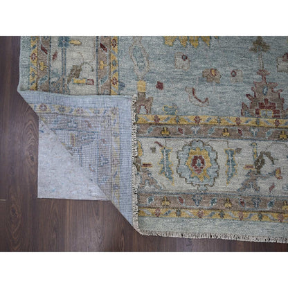 14'X17'9" Light Gray Oushak Design Hand Knotted Pure Wool Oversized Rug