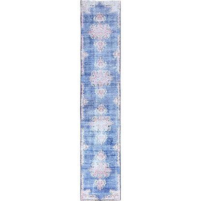 2'1"X12' Blue Hand Knotted Vintage Zoroastrian Karman Wool Runner Rug