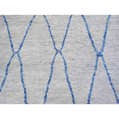 11'9"X15'7" Gray Wool Hand Knotted Moroccan Berber Design Oversized Rug