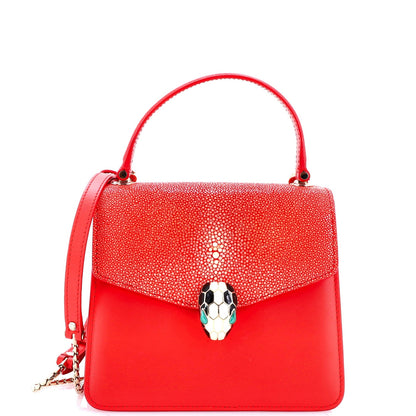 Bvlgari Serpenti Forever Top Handle Bag Leather And Stingray Small