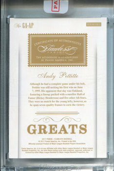Andy Pettitte Autographed 2017 Panini Flawless Greats Card