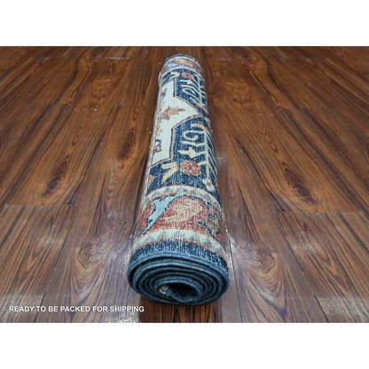 2'6"X6' Night Blue Aryana Caucasian Akstafa Hand Knotted Oriental Rug