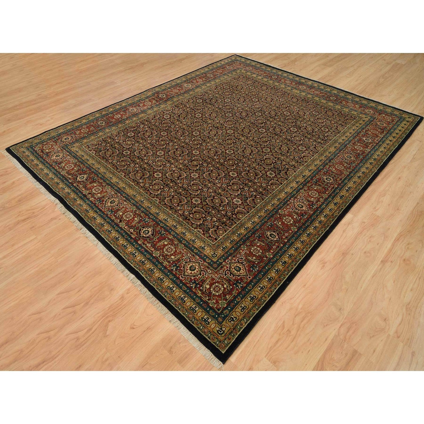 8'1"X10'1" Navy Blue Herrita Design 175 Kpsi Pure Wool Hand Knotted Rug
