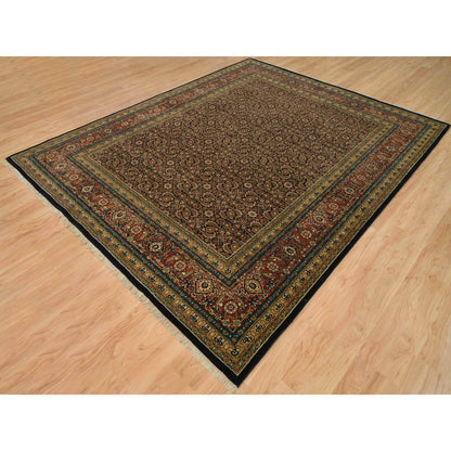 8'1"X10'1" Navy Blue Herrita Design 175 Kpsi Pure Wool Hand Knotted Rug