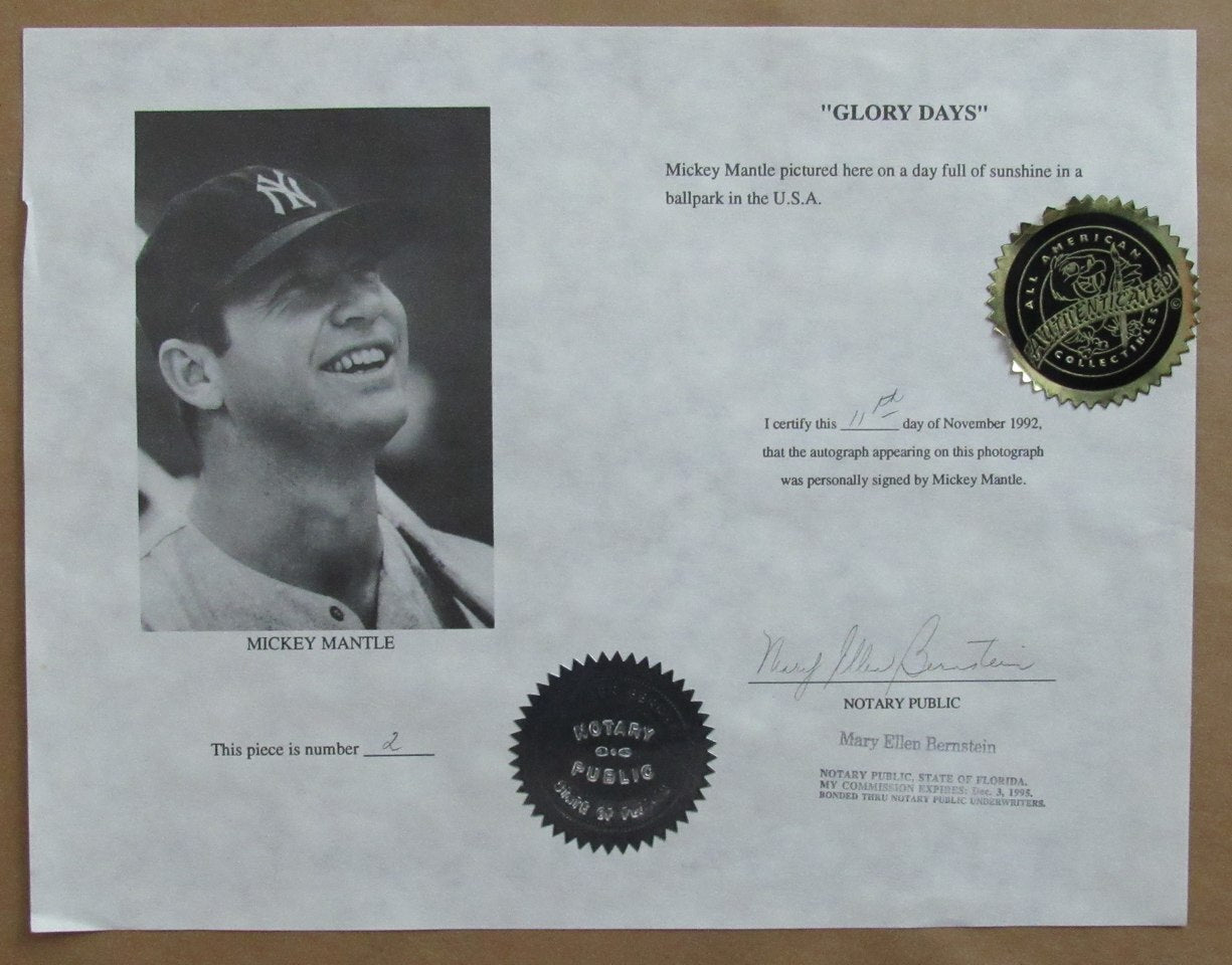 Mickey Mantle Hof Ny Yankees Signed 20X30 Photo Framed Beckett Full Loa 187381
