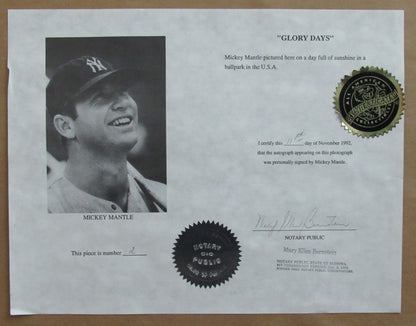 Mickey Mantle Hof Ny Yankees Signed 20X30 Photo Framed Beckett Full Loa 187381