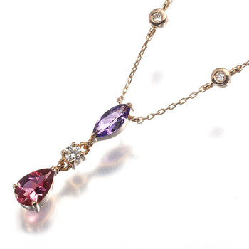 Rugiada Necklace Pink Tourmaline Amethyst Diamond 18K 750 Rose Gold