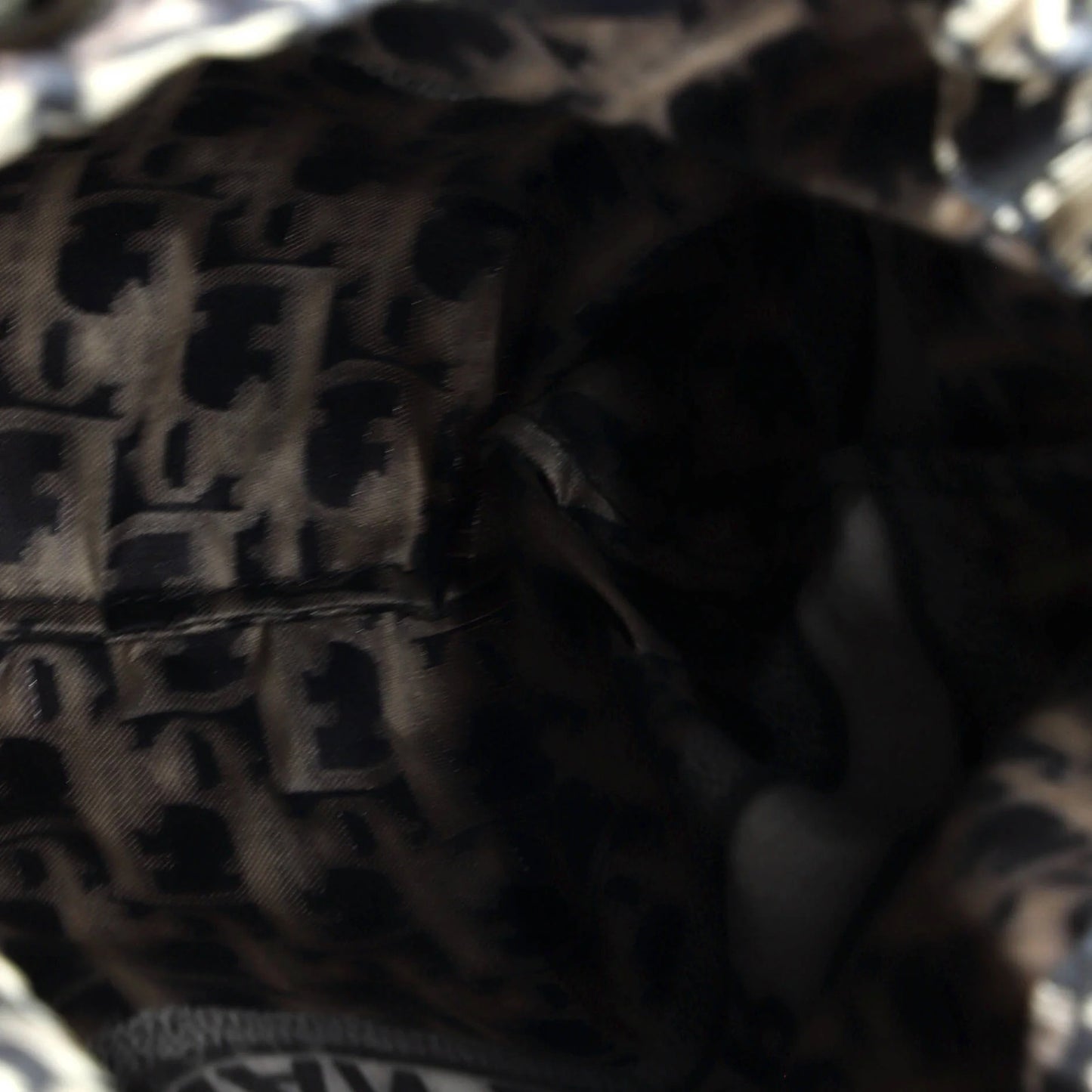 Christian Dior Drawstring Net Tote Diorissimo Canvas And Leather