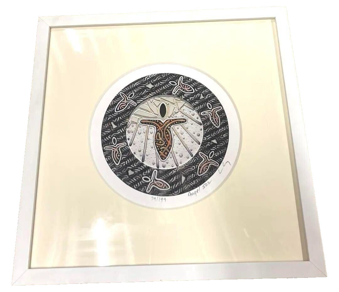 Andy Lakey - Angel 502 Original Embossed Print Ed199 Signed Framed Spiritual Art