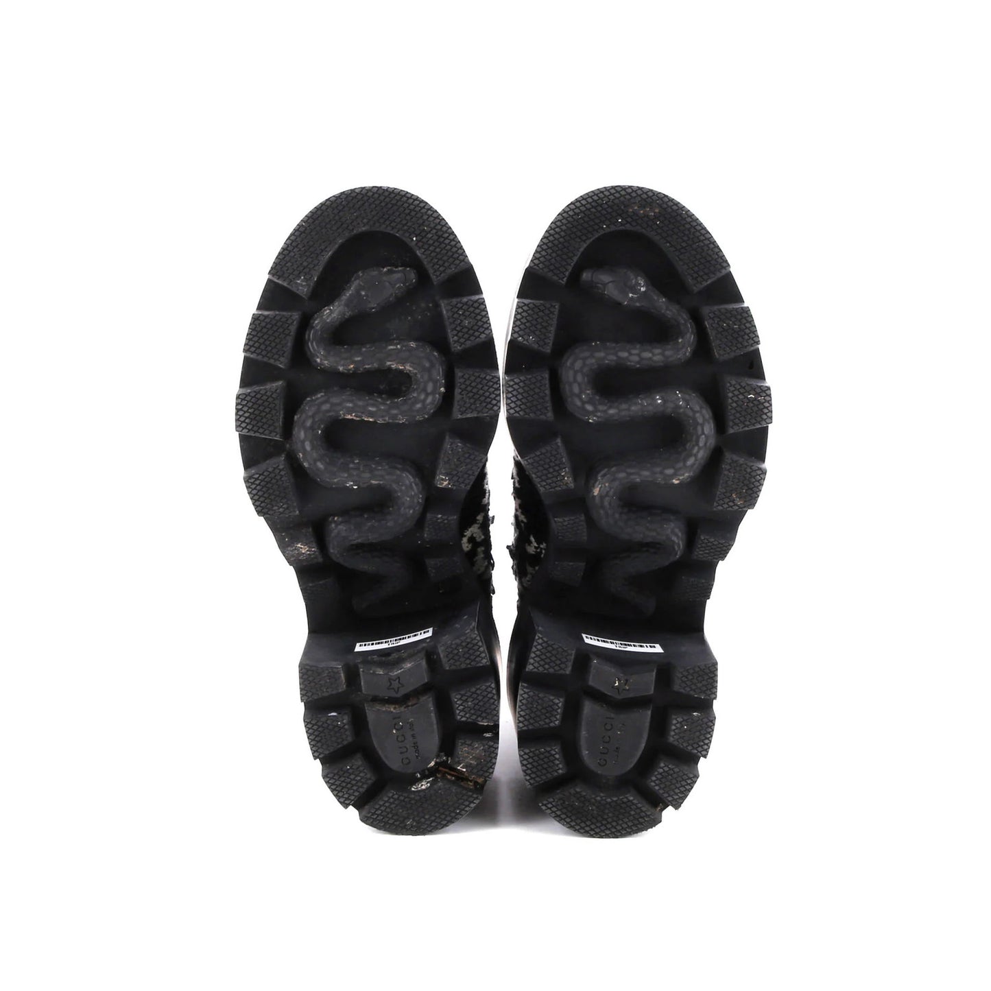 Gucci Women'S Heeled Lace Up Combat Ankle Boots Gg Tweed