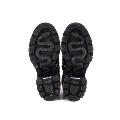 Gucci Women'S Heeled Lace Up Combat Ankle Boots Gg Tweed