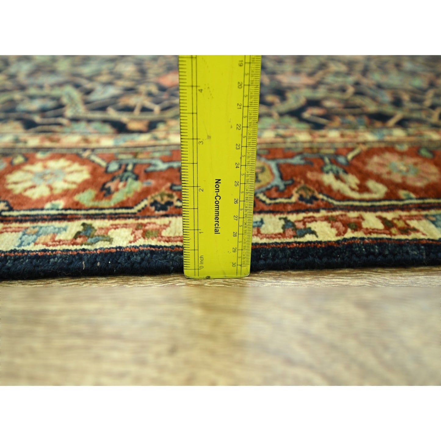 5'3"X7'1" Midnight Blue Heris All Over Design Hand Knotted Soft Wool Rug