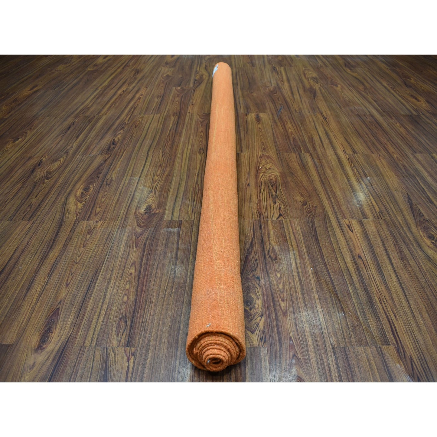 6'4"X9'9" Orange Shades Flat Weave Kilim Pure Wool Hand Woven Rug