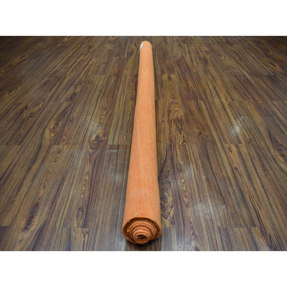 6'4"X9'9" Orange Shades Flat Weave Kilim Pure Wool Hand Woven Rug