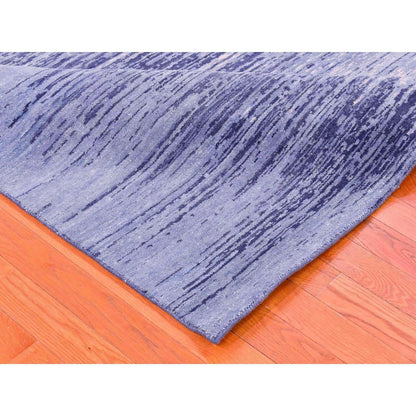8'1"X8'1" Pure Wool Ombre Design Blue Oceanic Hand Knotted Square Rug