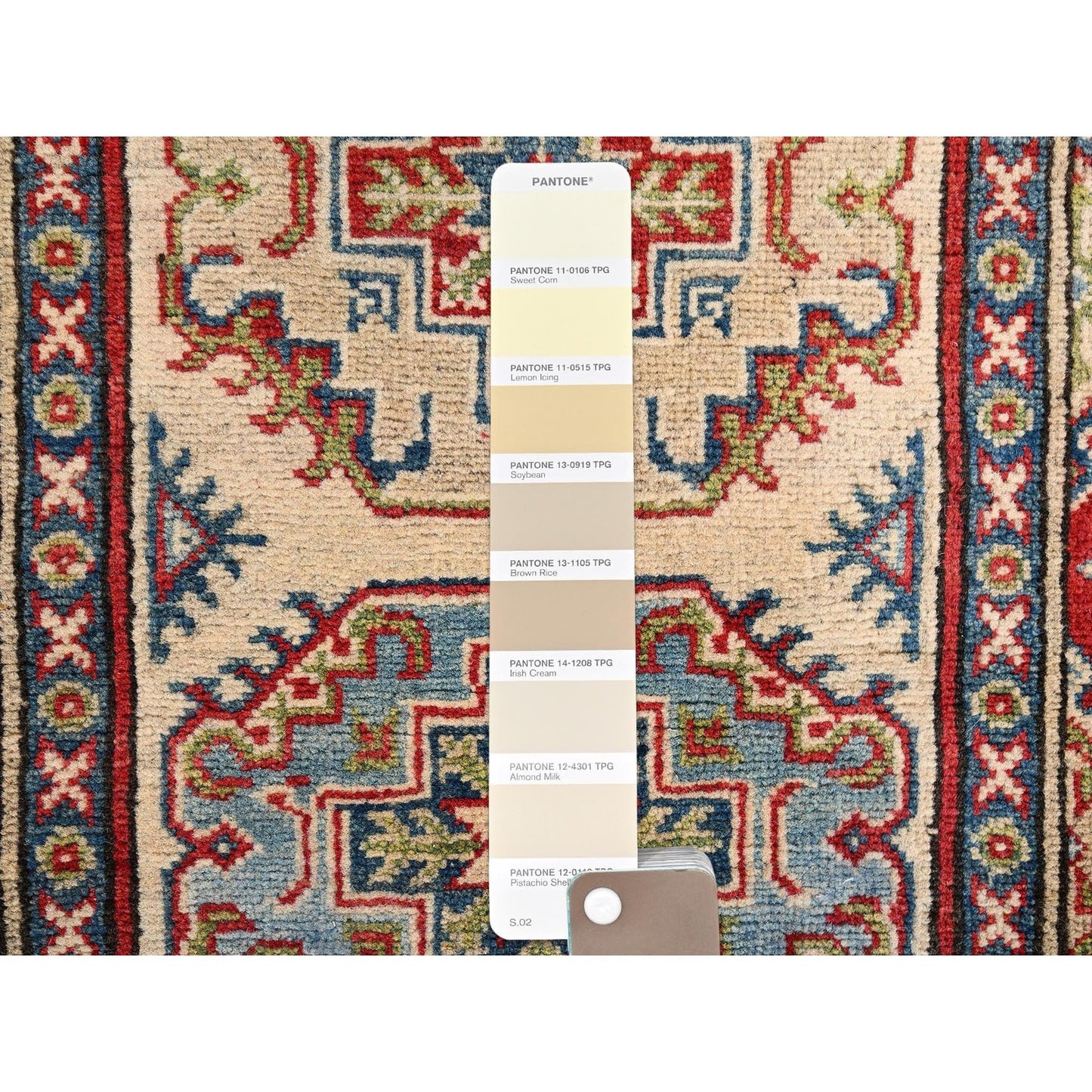 2'9"X15'5" Ivory Hand Knotted Rug Wool Kazak With Geometric Design Runner