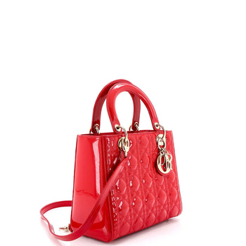 Christian Dior Lady Dior Bag Cannage Quilt Patent Medium
