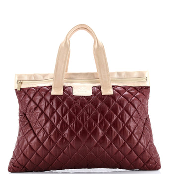 Chanel Coco Cocoon Flat Tote Quilted Nylon With Leather Large