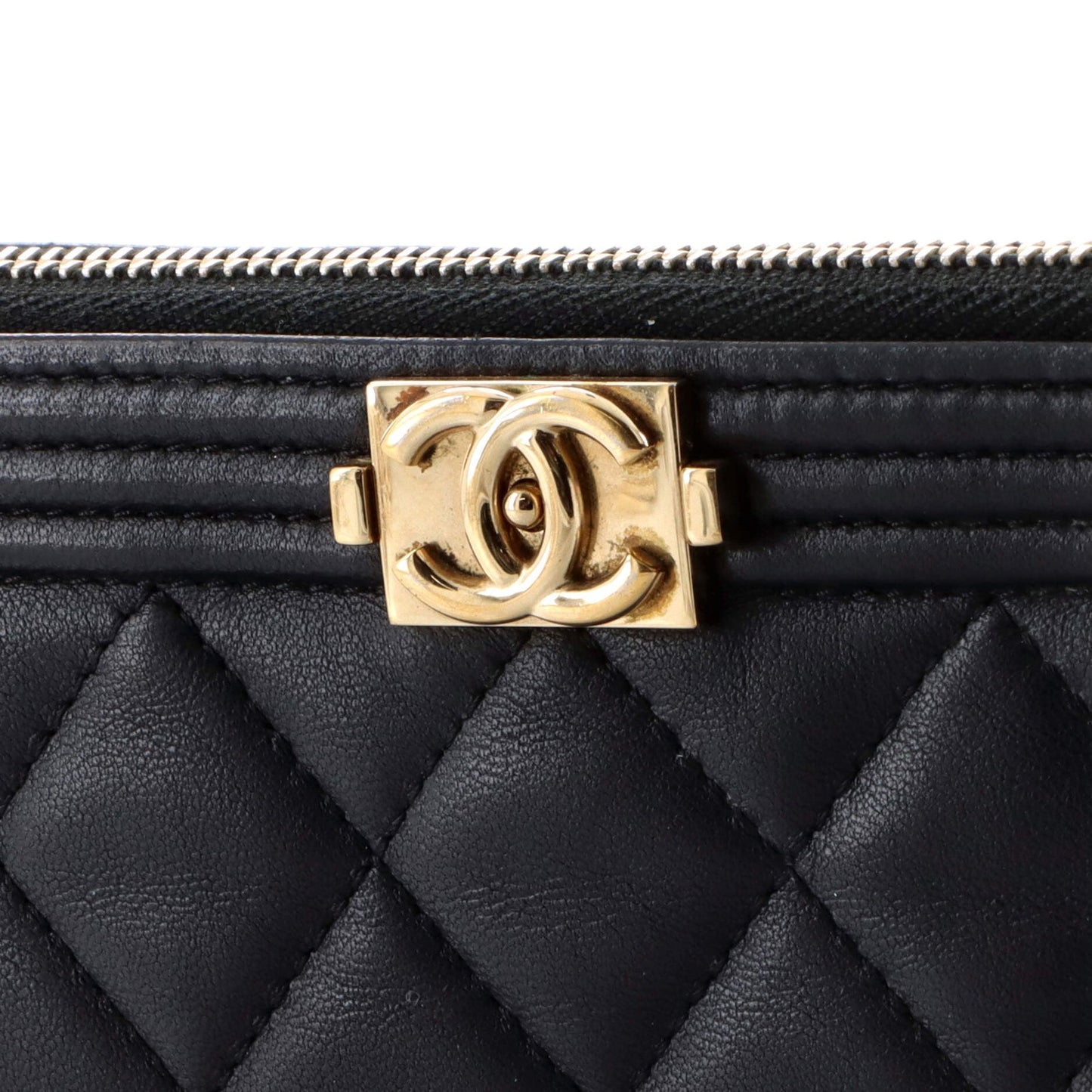 Chanel Boy O Case Clutch Quilted Lambskin Large