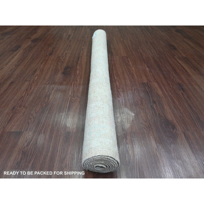 5'X7' Lace White Hand Knotted Afghan Angora Oushak Pure Wool Rug