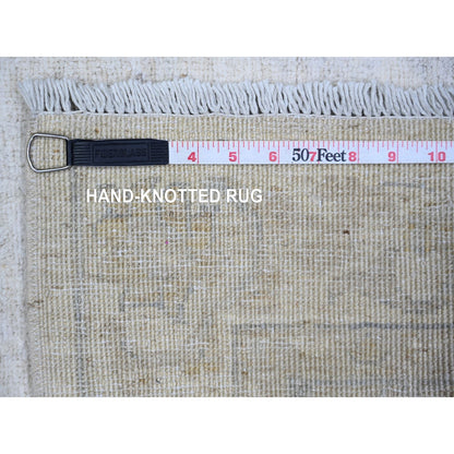 3'X5' Delicate White Wool Hand Knotted Washed Out Peshawar Oriental Rug