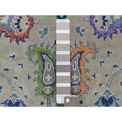 4'X5'9" Colorful Gray Fusion Kazak Pure Wool Hand Knotted Oriental Rug