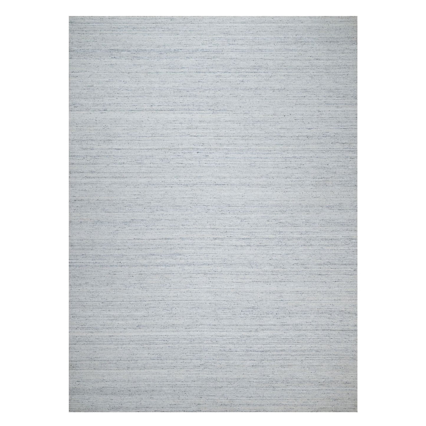 10'X13'10' Frost Gray Modern Striae Design Soft Wool Hand Loomed Rug