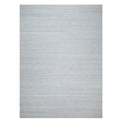 10'X13'10' Frost Gray Modern Striae Design Soft Wool Hand Loomed Rug