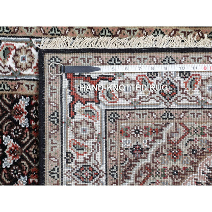 2'8"X10'1" Black Tebraz Mahi Fish Design Runner Hand Knotted Rug