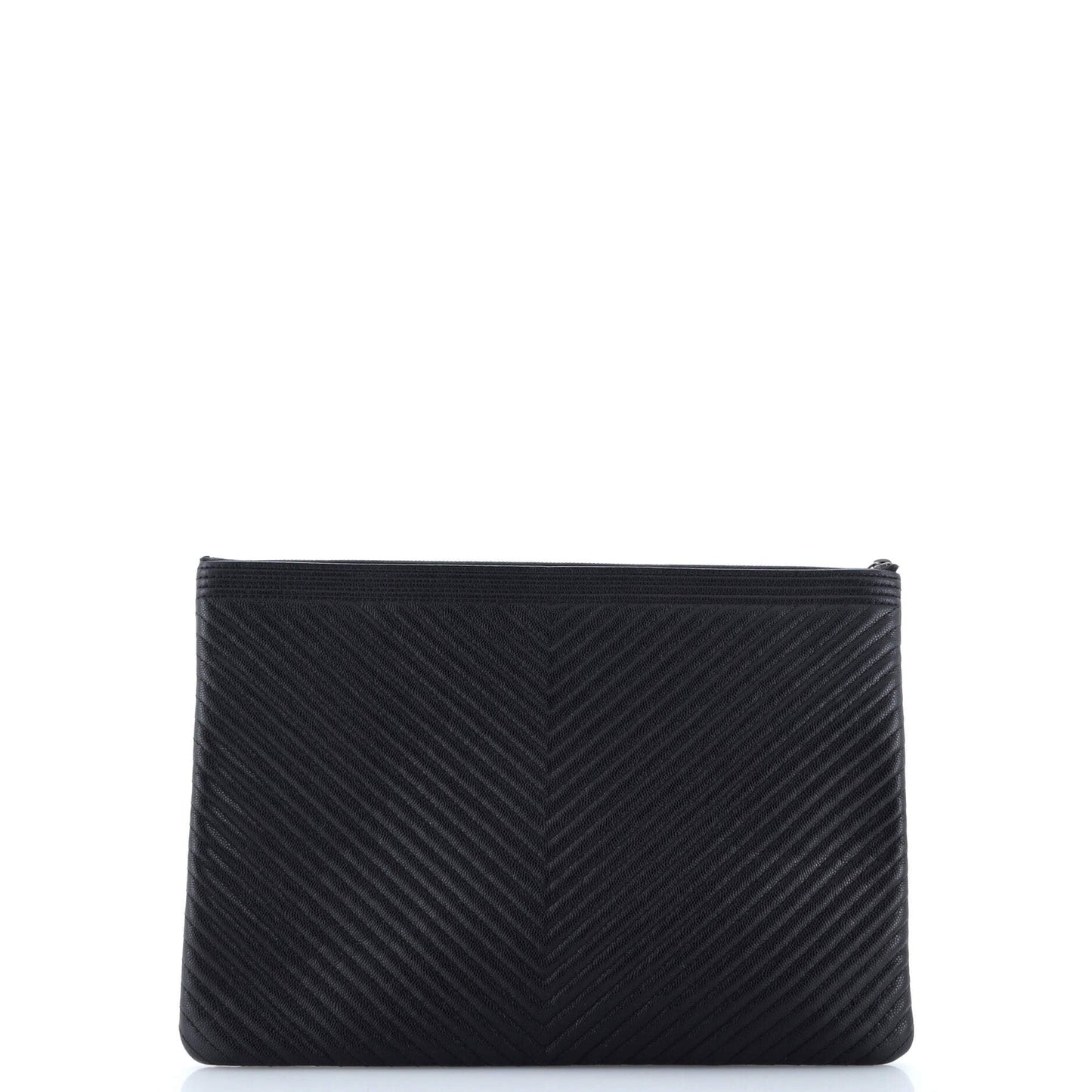 Chanel Boy O Case Clutch Chevron Lambskin Large