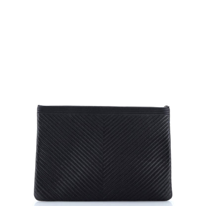 Chanel Boy O Case Clutch Chevron Lambskin Large