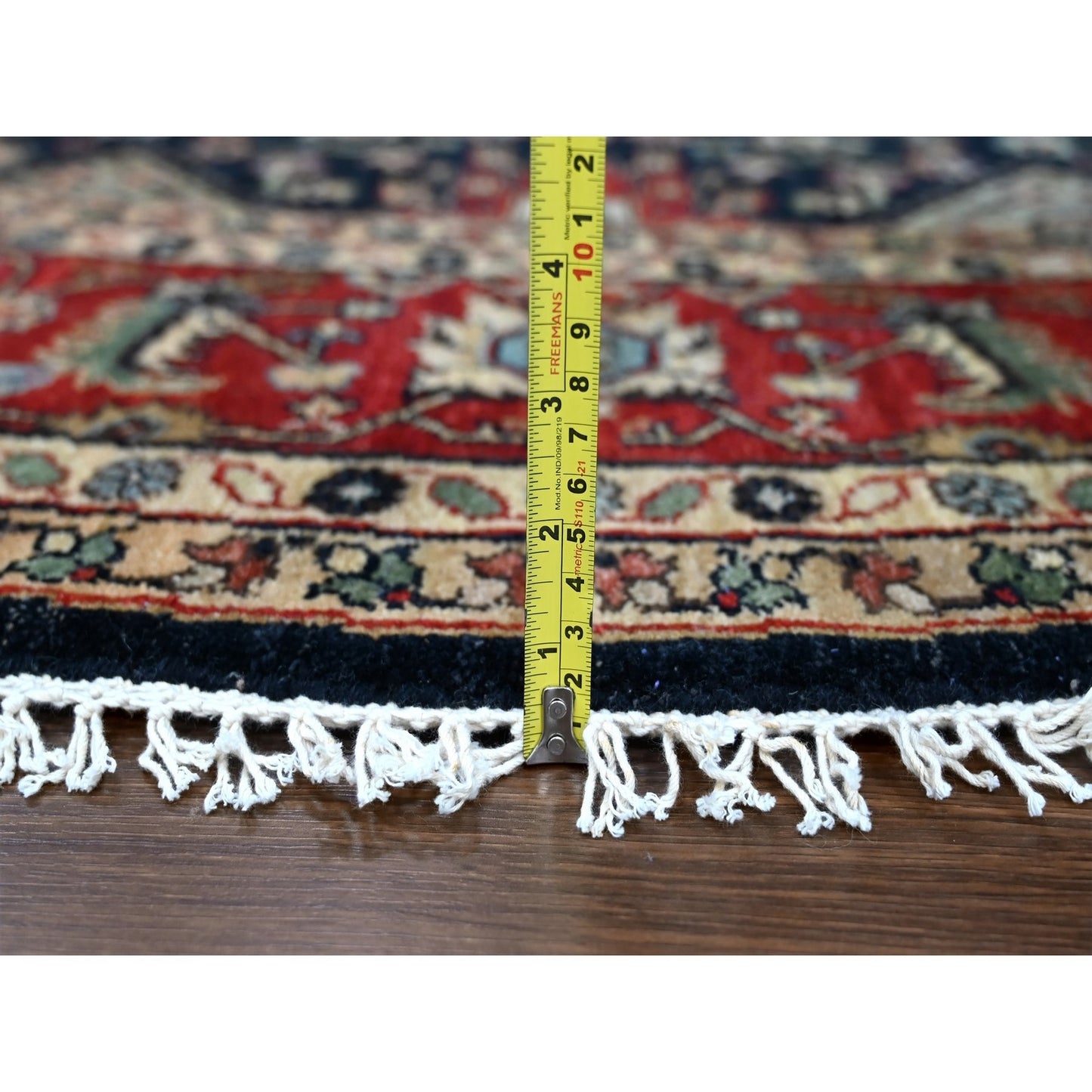 10'X10' Power Black Hand Knotted Karjihooz Design Pure Wool Round Rug
