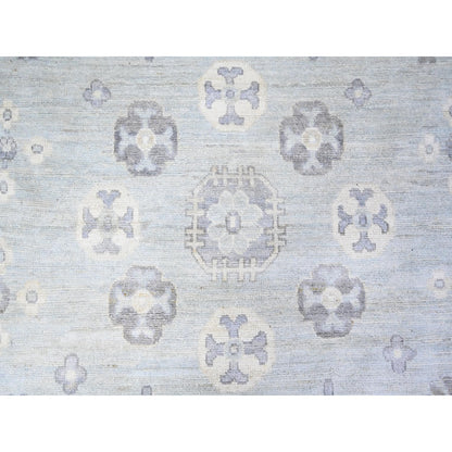 11'10"X16'3" Gray Wool Hand Knotted White Wash Peshawar Oversized Rug