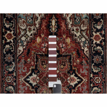 2'X3'2" Red Antiqued Fine Heris New Zealand Wool Hand Knotted Mat Rug