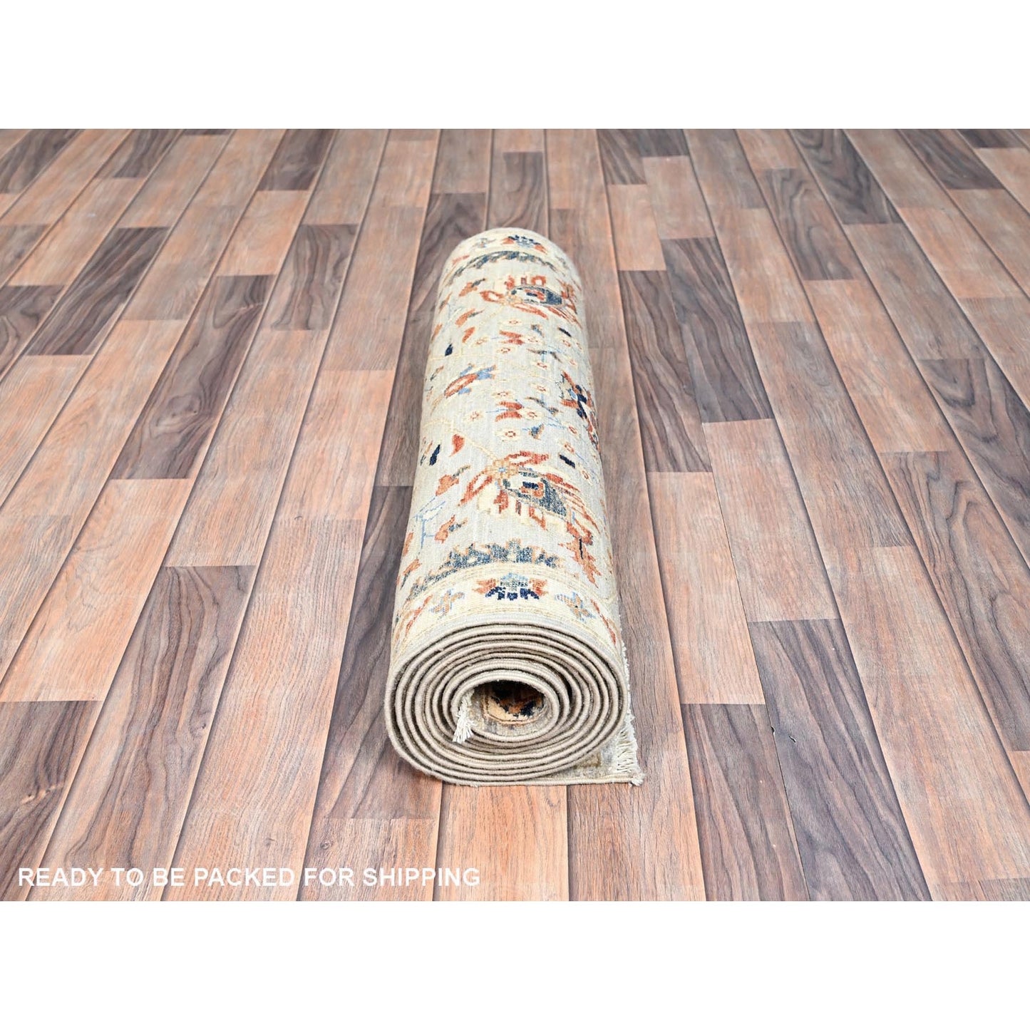 2'7"X10' Green Pure Wool Mamluk Dynasty Hand Knotted Runner 200 Kpsi Rug