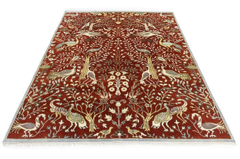 Hand-Knotted Birds Pictorial Tribal Chobi Rug