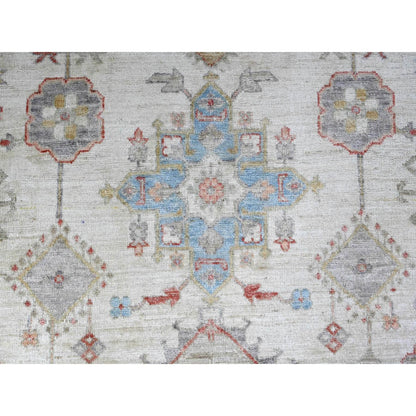 8'X9'9" Porcelain White Wool Hand Knotted Finer Peshawar Oriental Rug