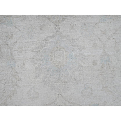10'2"X13'9" White White Wash Peshawar Hand Knotted Pure Wool Oriental Rug