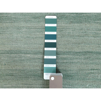 8'2"X10'1" Hand Woven Light Green Flat Weave Afghan Kilim Reversible Rug