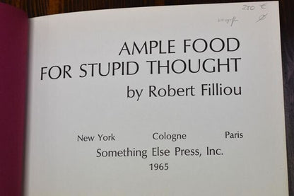 Robert Filliou Ample Food For Stupid Thought 1965 Something Else Press English