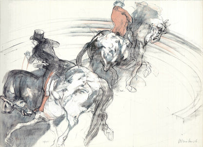 Claude Weisbuch Two Horsemen Signed " Lithograph Modernism Gray