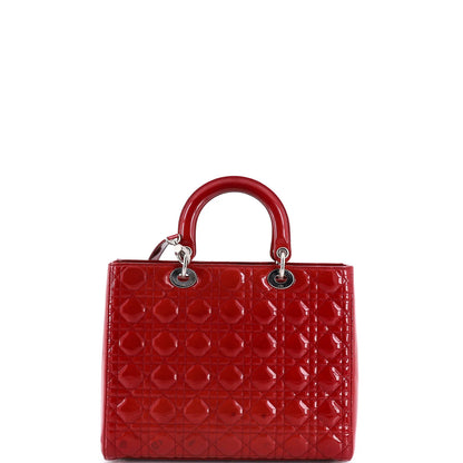 Christian Dior Vintage Lady Dior Bag Cannage Quilt Patent Large