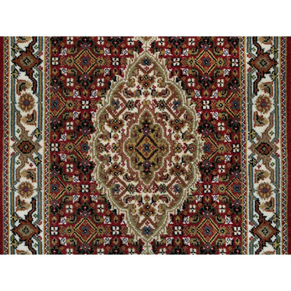 2'X4'2" Red Tebraz Design 100% Wool 175 Kpsi Hand Knotted Mat Rug