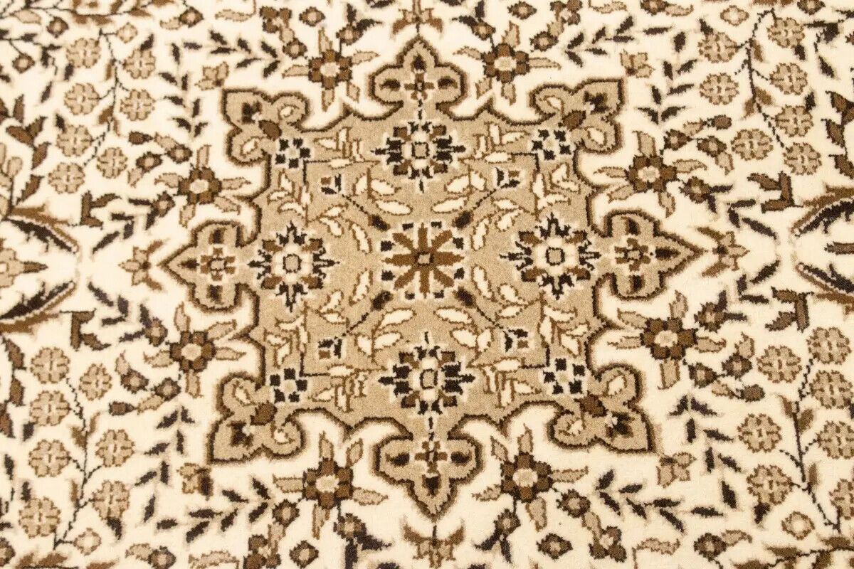 Handmade Vintage Style Cream Floral Kirman Rug