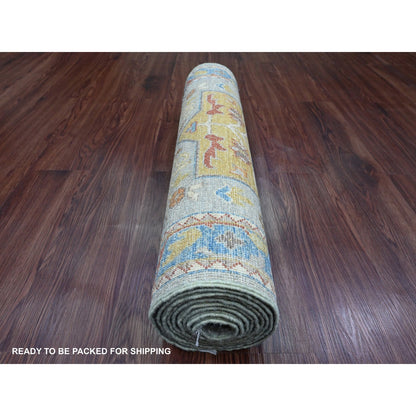 2'7"X10'2" Gray Caucasian Akstafa Design Hand Knotted All Wool Runner Rug