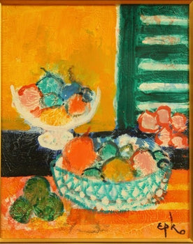 Willering Epko -Netherlands Oil Painting On Canvas Signed 1997 Still Life Fruits